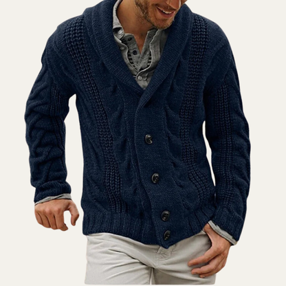 Men's Knitted Cardigan Coarse Yarn Beige