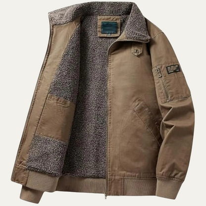 Men's Shearling Lined Winter Bomber Jacket