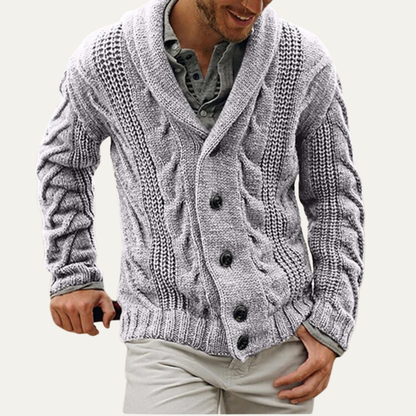 Men's Knitted Cardigan Coarse Yarn Beige
