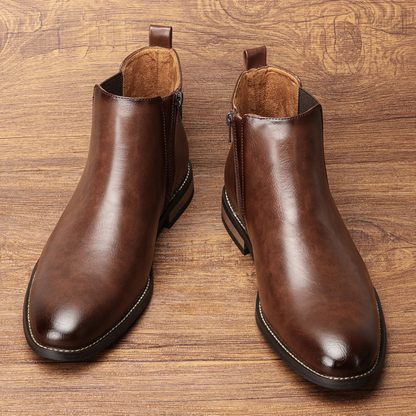 Men's Leather Chelsea Boots Slip On Brown
