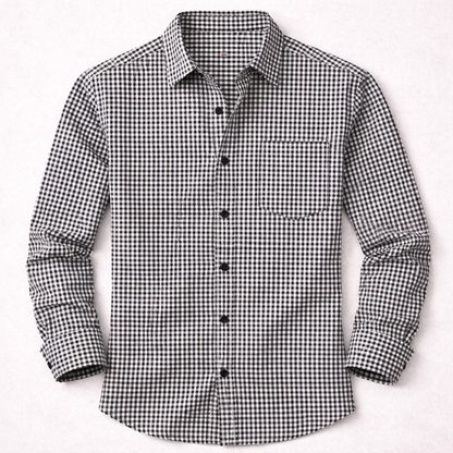 Men's Checkered Dress Shirt Cotton Button Down Casual - VibreMode