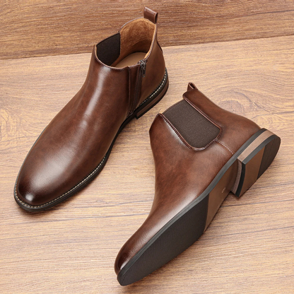 Men's Leather Chelsea Boots Slip On Brown