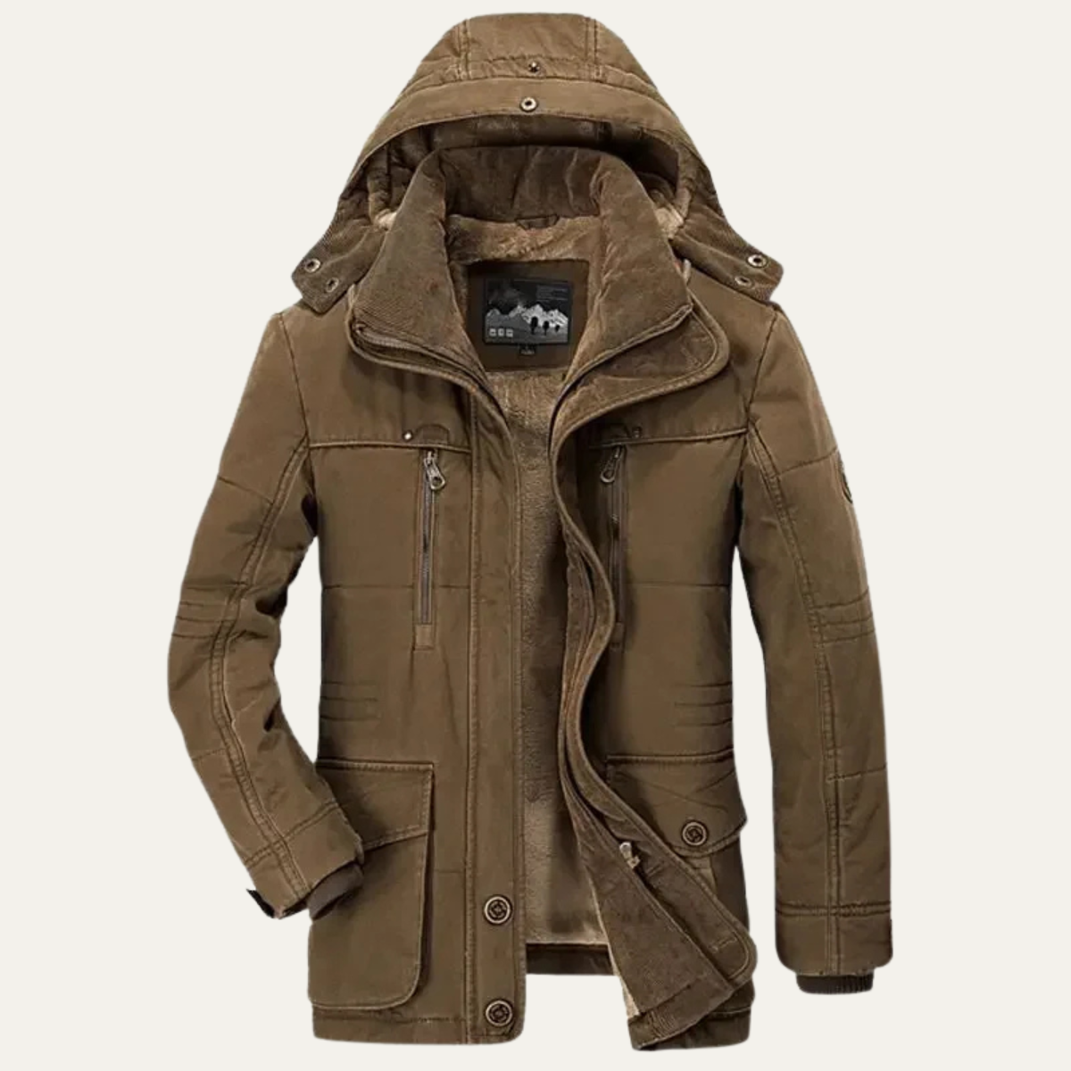 Men's Thick Fleece Lined Hooded Cargo Jacket