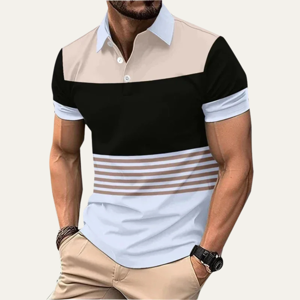 Men's Color Block Polo Shirt Cotton Summer