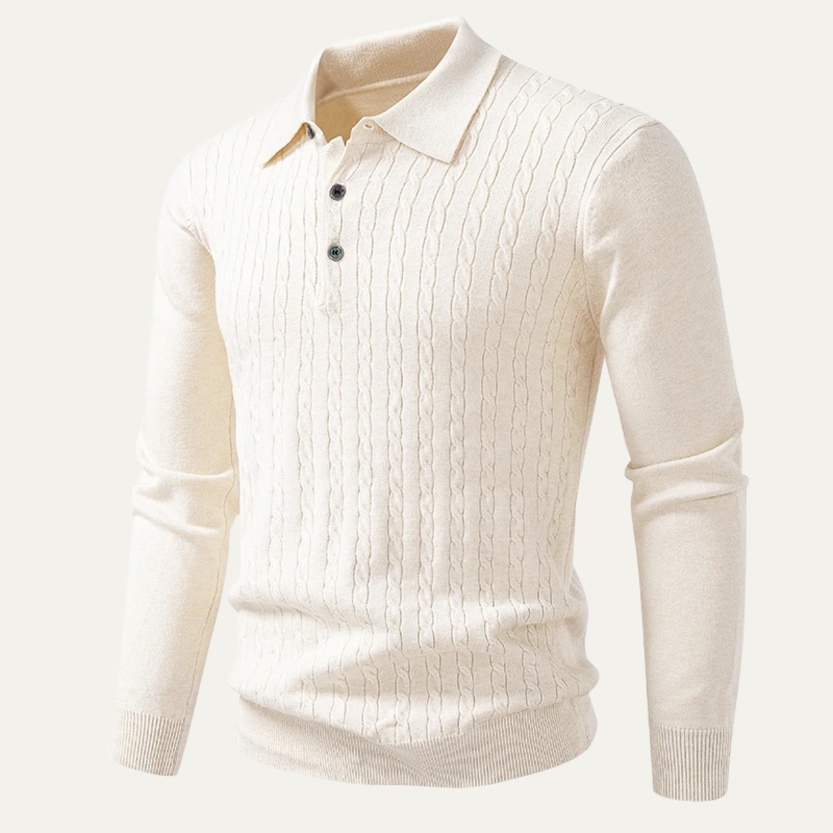 Men's Cable Knit Polo Sweater