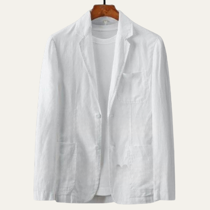 Men's Linen Blazer Lightweight Single Breasted Beige