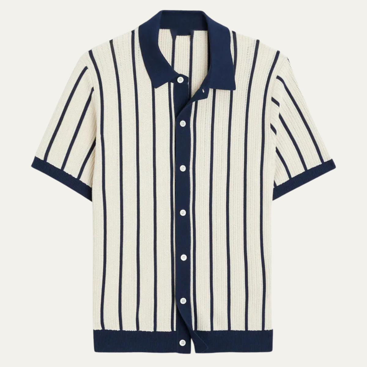Sassicaia Men's Striped Polo Shirt Knit Button-Up Cardigan - VibreMode