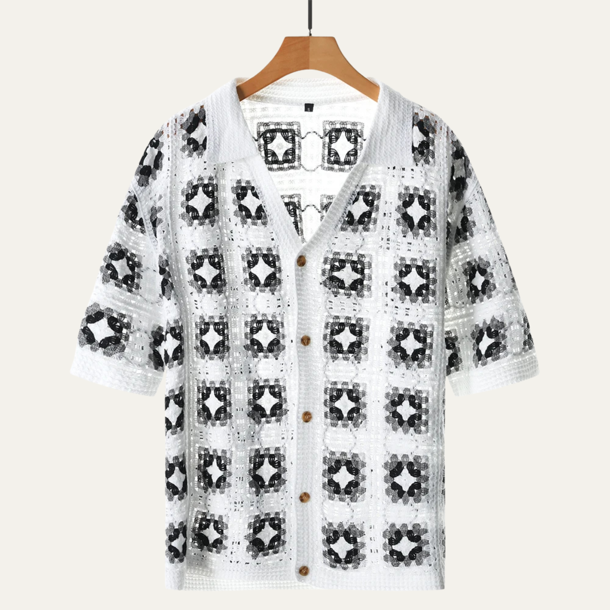 Men's Knitted Cardigan Mesh Shirt