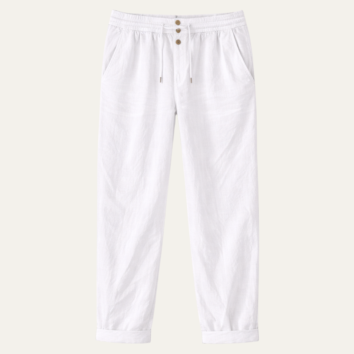 Men's Linen Pants Lightweight Beige - VibreMode