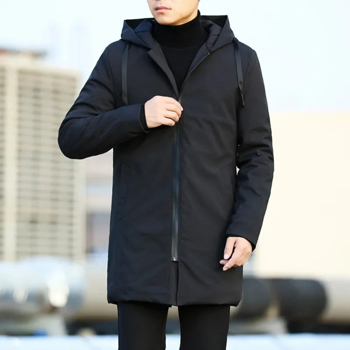 Monarchs Men's Waterproof Windproof Long Rain Jacket Hooded Coat