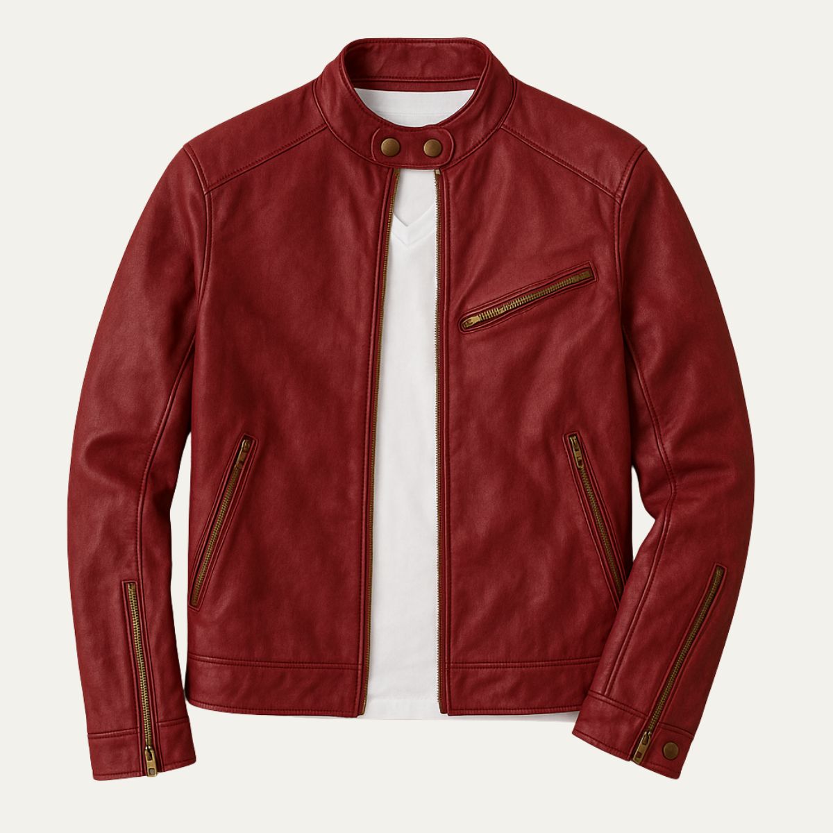 Men's Leather Biker Jacket Classic Motorcycle Style