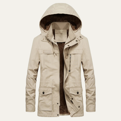 Men's Military Winter Jacket Thick Hooded Multi Pocket