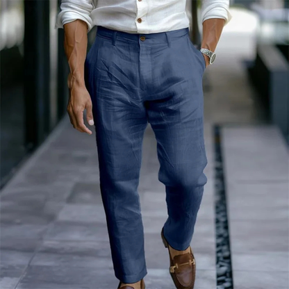 Men's Slim Fit Linen Dress Pants Silver
