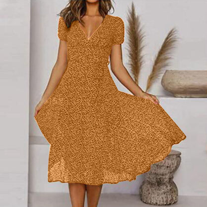 Chic Summer V Neck Knee Length Dress