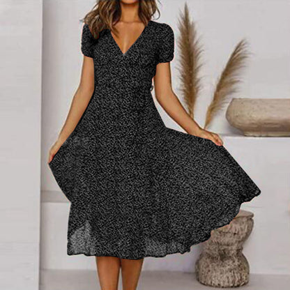 Chic Summer V Neck Knee Length Dress