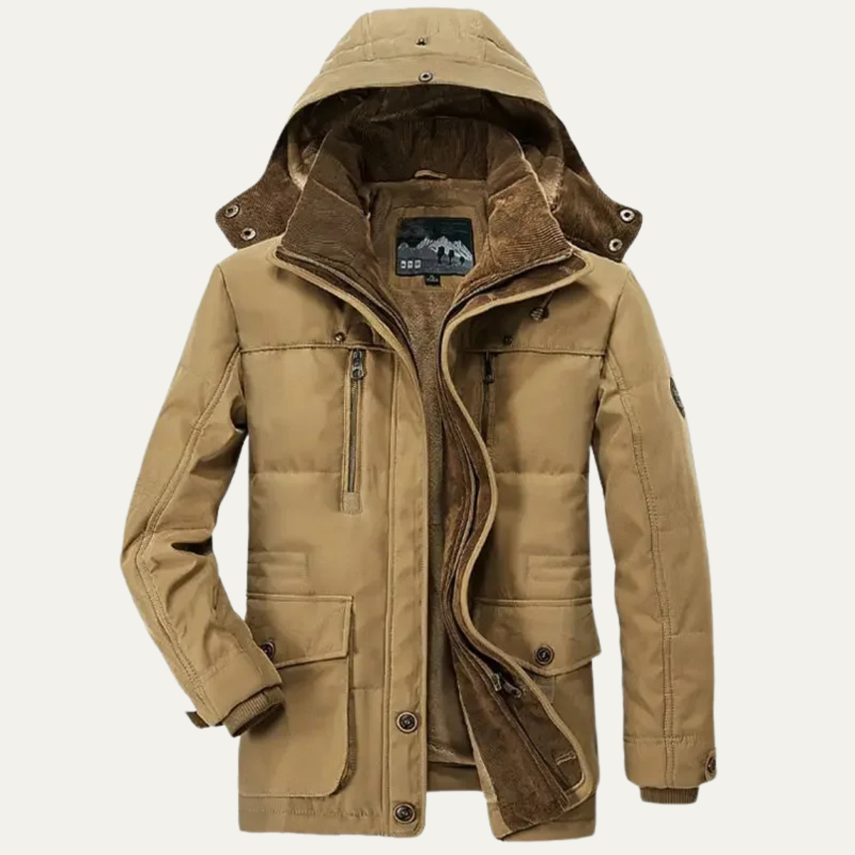 Men's Thick Fleece Lined Hooded Cargo Jacket