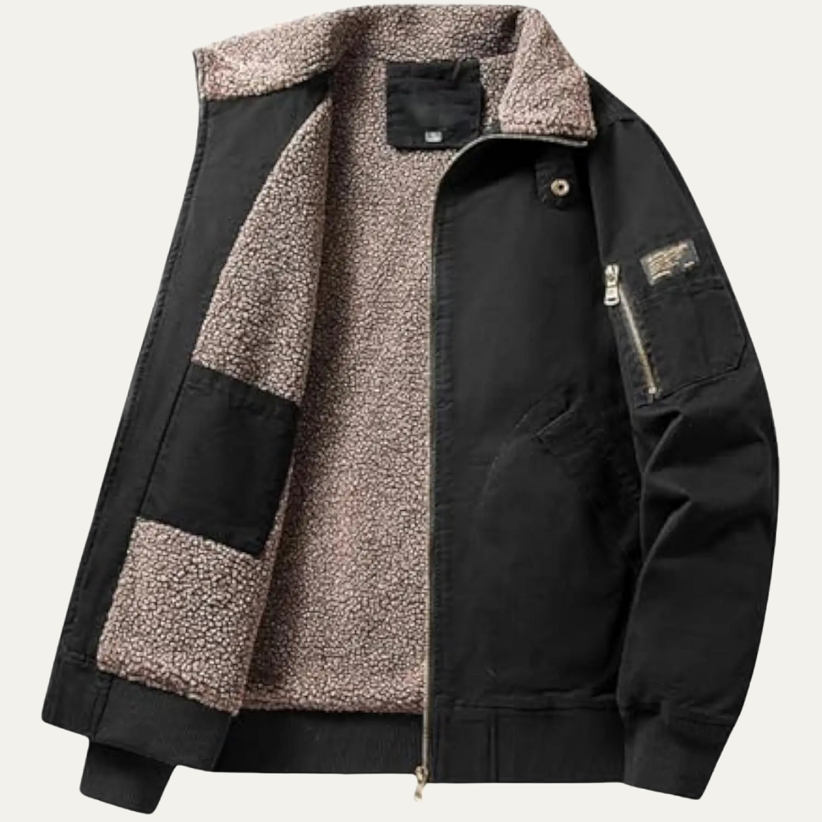 Men's Shearling Lined Winter Bomber Jacket