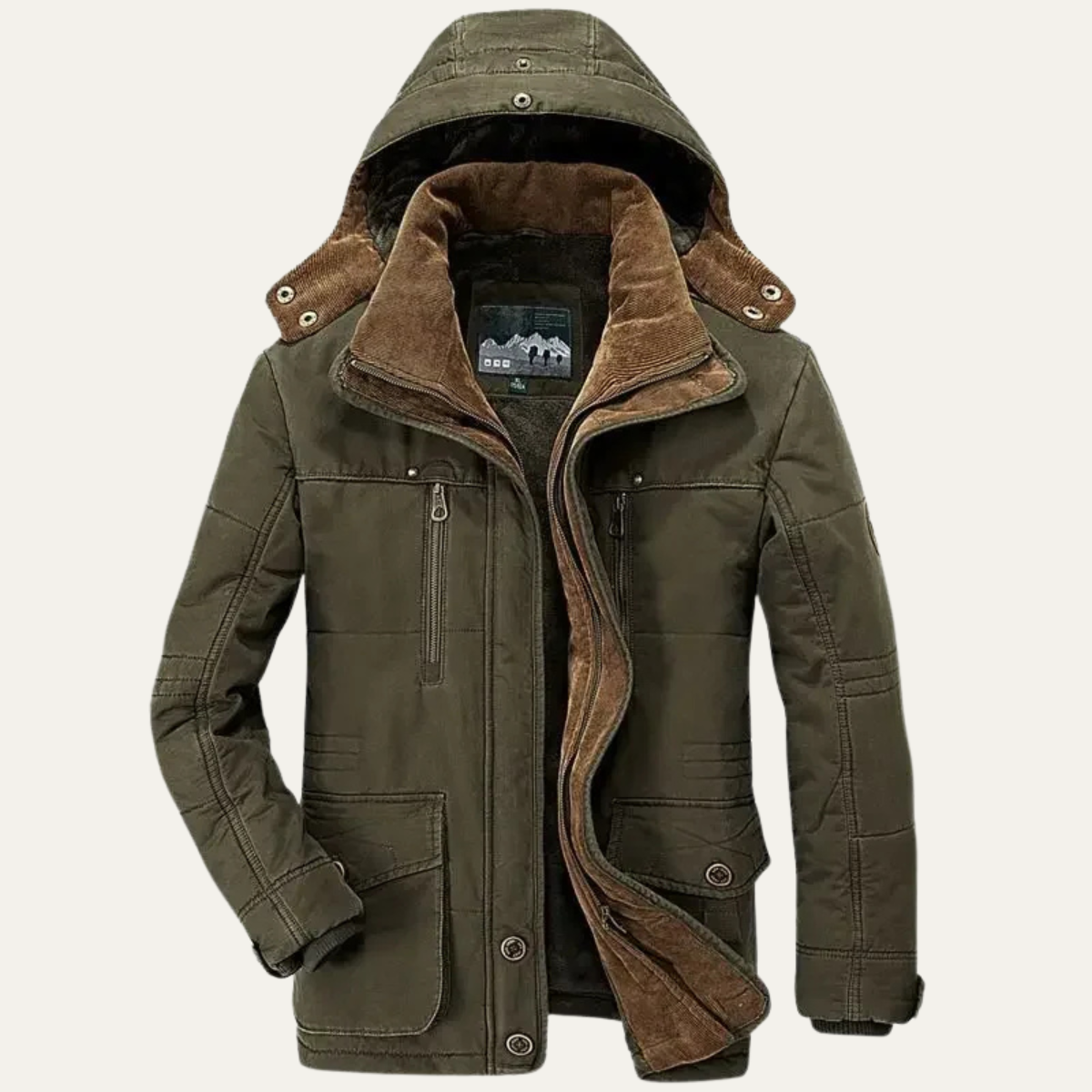 Men's Thick Fleece Lined Hooded Cargo Jacket - VibreMode