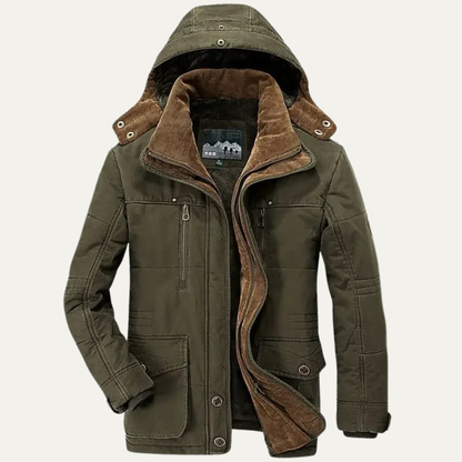 Men's Thick Fleece Lined Hooded Cargo Jacket - VibreMode