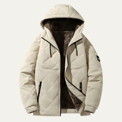 Men's Quilted Puffer Jacket Warm Fleece Lining Green