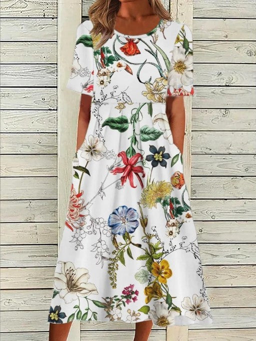 Stylish Floral Knee Length Dress