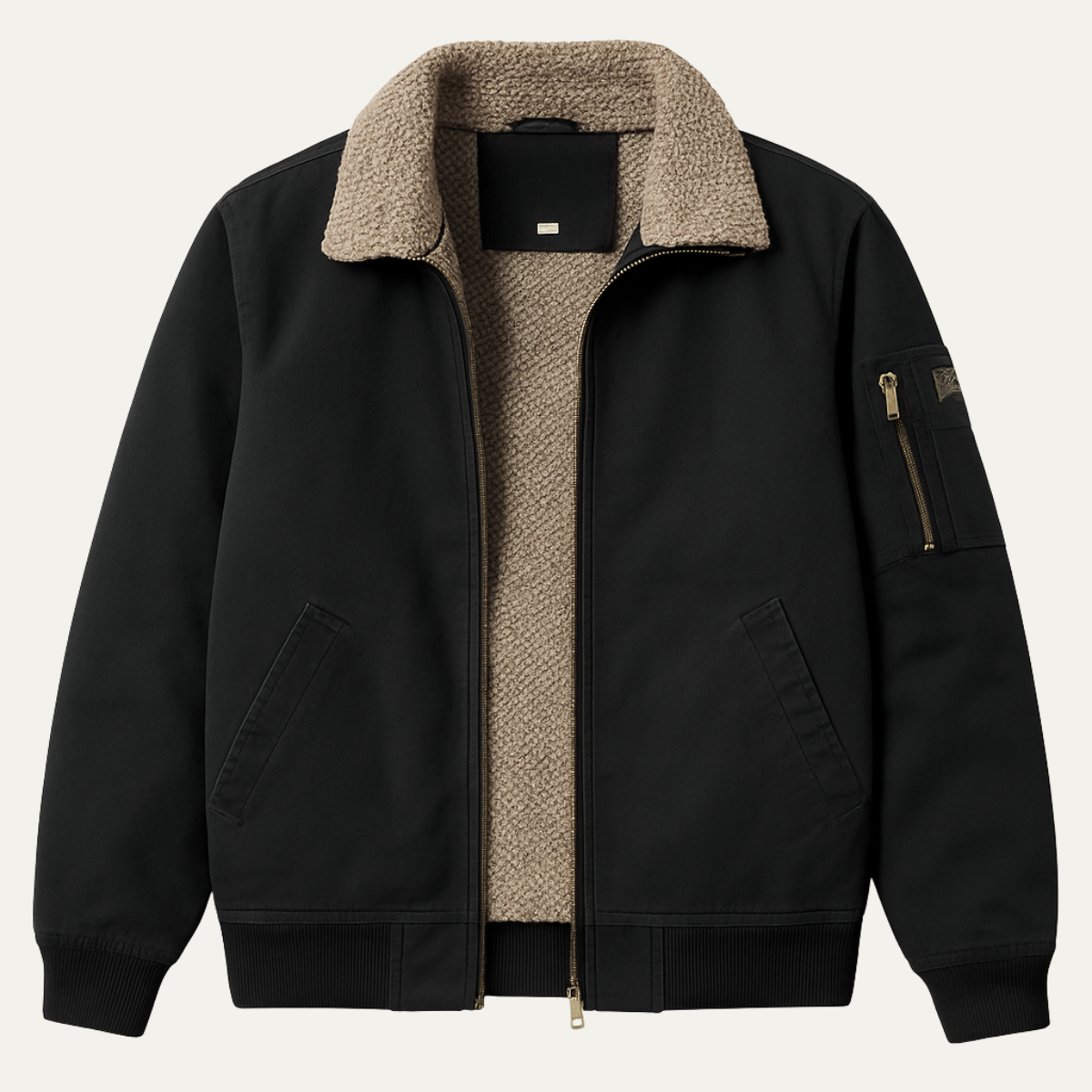 Men's Shearling Lined Winter Bomber Jacket - VibreMode