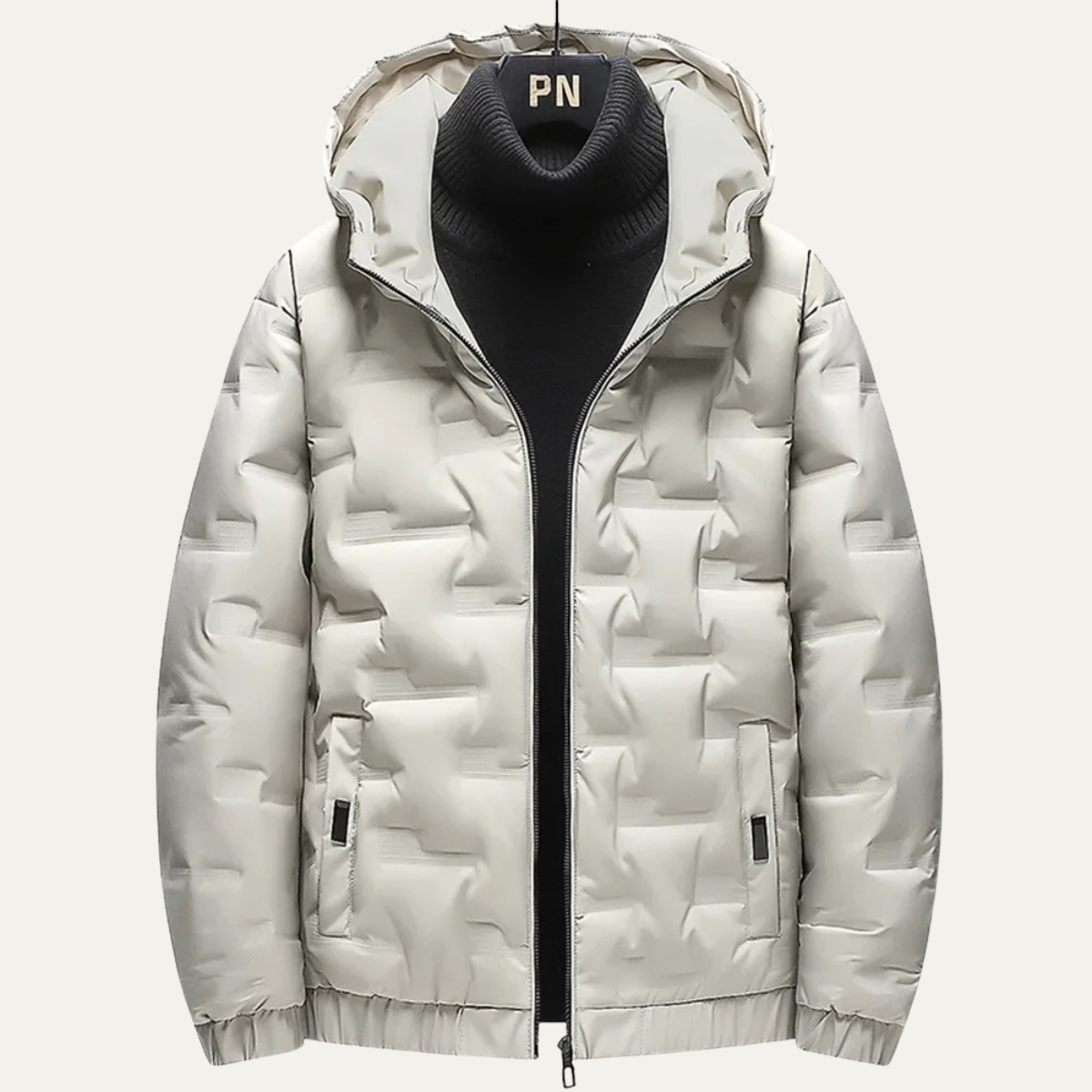 Men's Insulated Ski Jacket Warm Hooded Parka Khaki