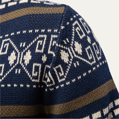 Men's Cotton Cardigan Zip Up Knit Ethnic Collar