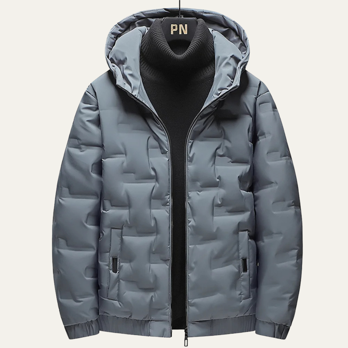 Men's Insulated Ski Jacket Warm Hooded Parka Gray