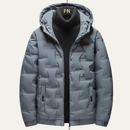 Men's Insulated Ski Jacket Warm Hooded Parka Gray