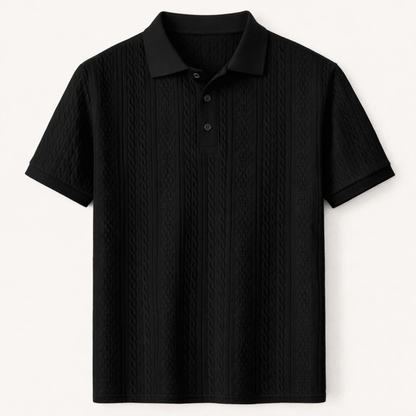 Men's Textured Polo Shirt Black - VibreMode