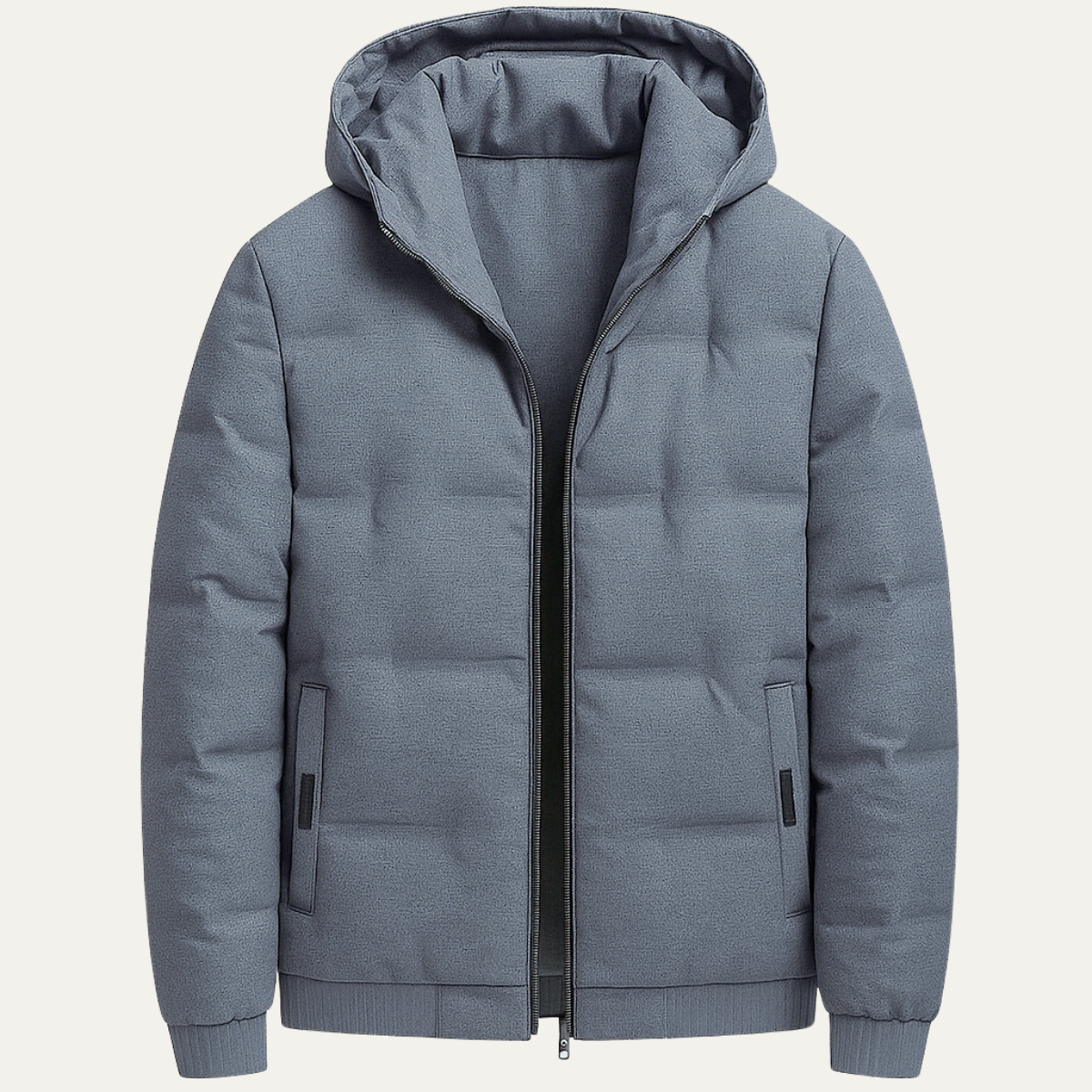 Men's Insulated Ski Jacket Warm Hooded Parka Gray - VibreMode