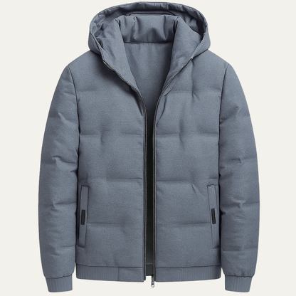 Men's Insulated Ski Jacket Warm Hooded Parka Gray - VibreMode