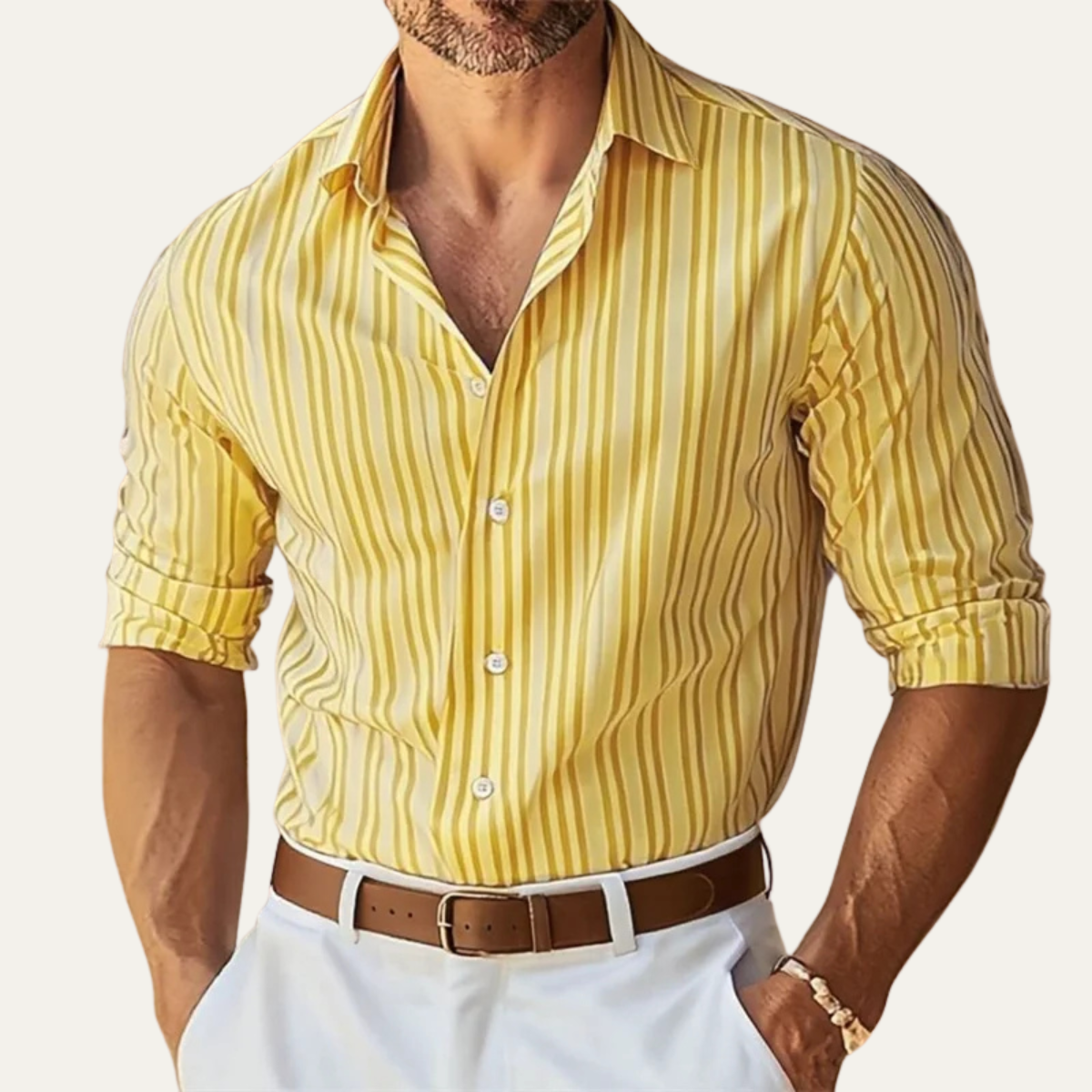 Men's Slim Fit Striped Dress Shirt