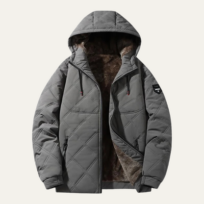 Men's Quilted Puffer Jacket Fleece Lining