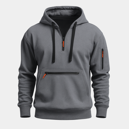 Men's Hooded Zip Jacket Soft Lining Black