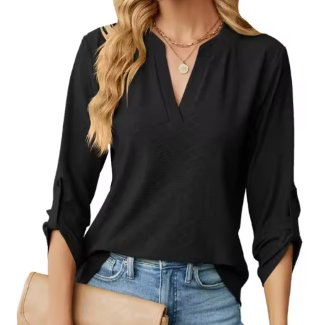 Women's V-Neck Blouse Textured