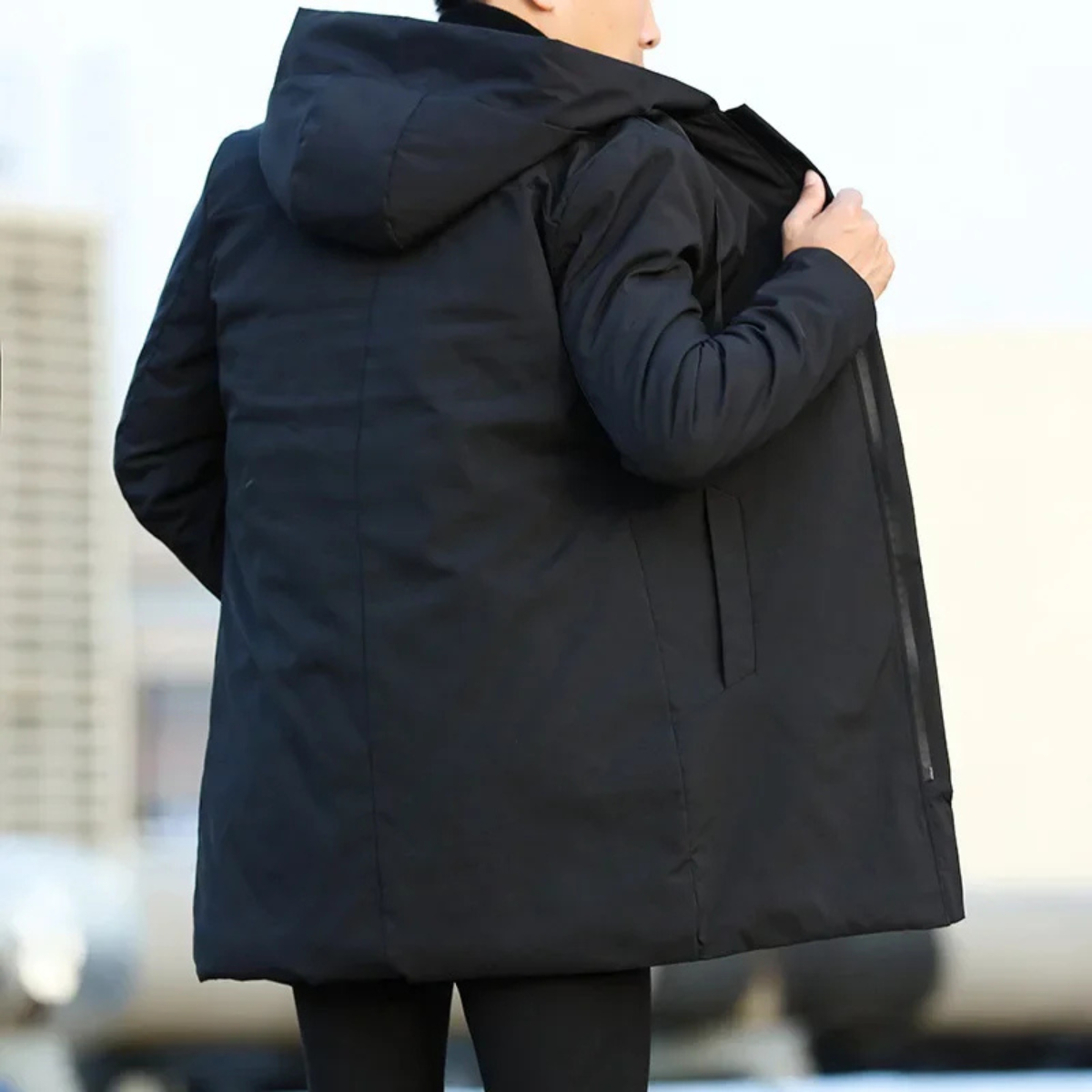 Monarchs Men's Waterproof Windproof Long Rain Jacket Hooded Coat