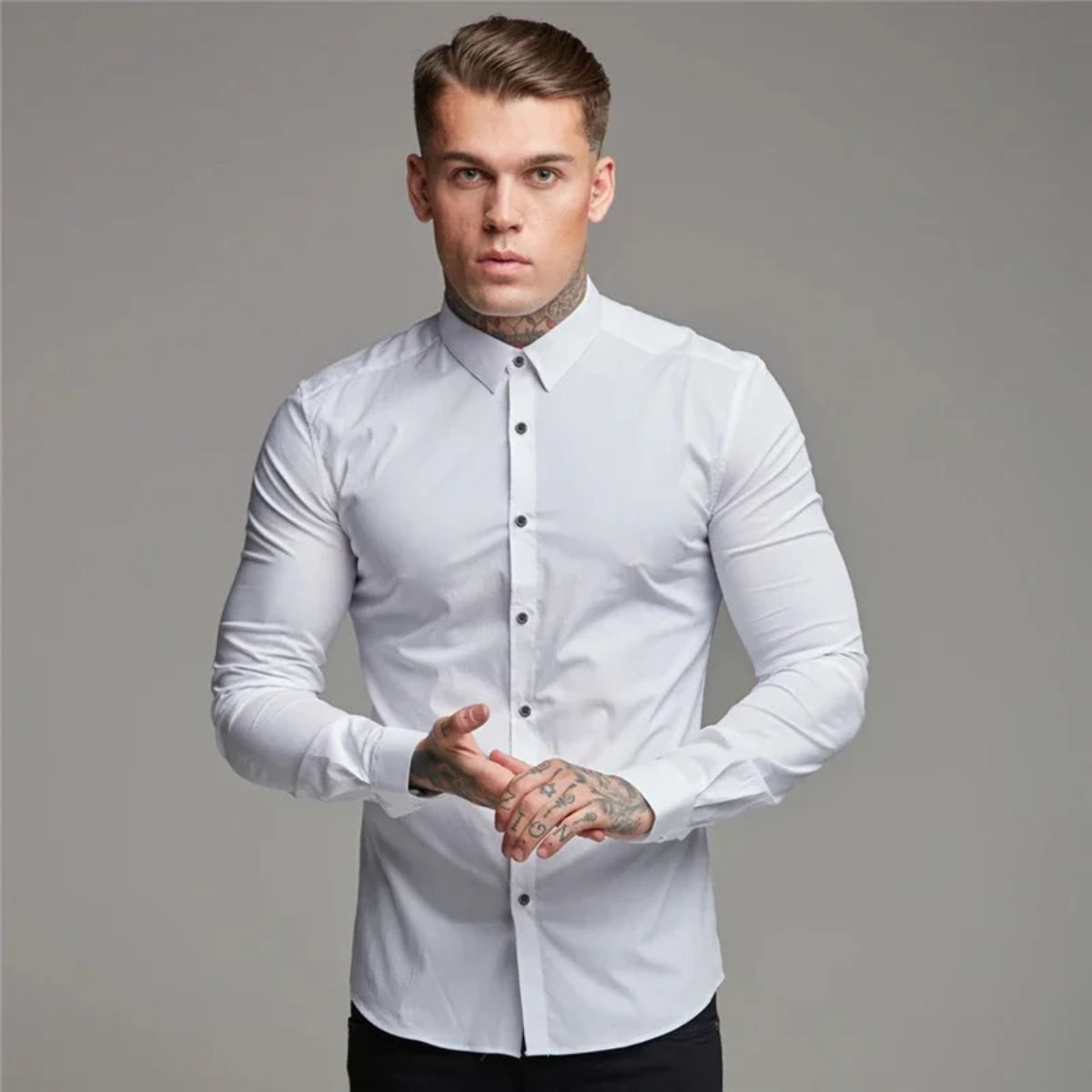 Men's Slim Fit Dress Shirt Cotton Button Up