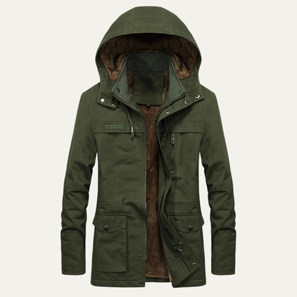 Men's Military Winter Jacket Thick Hooded Multi Pocket