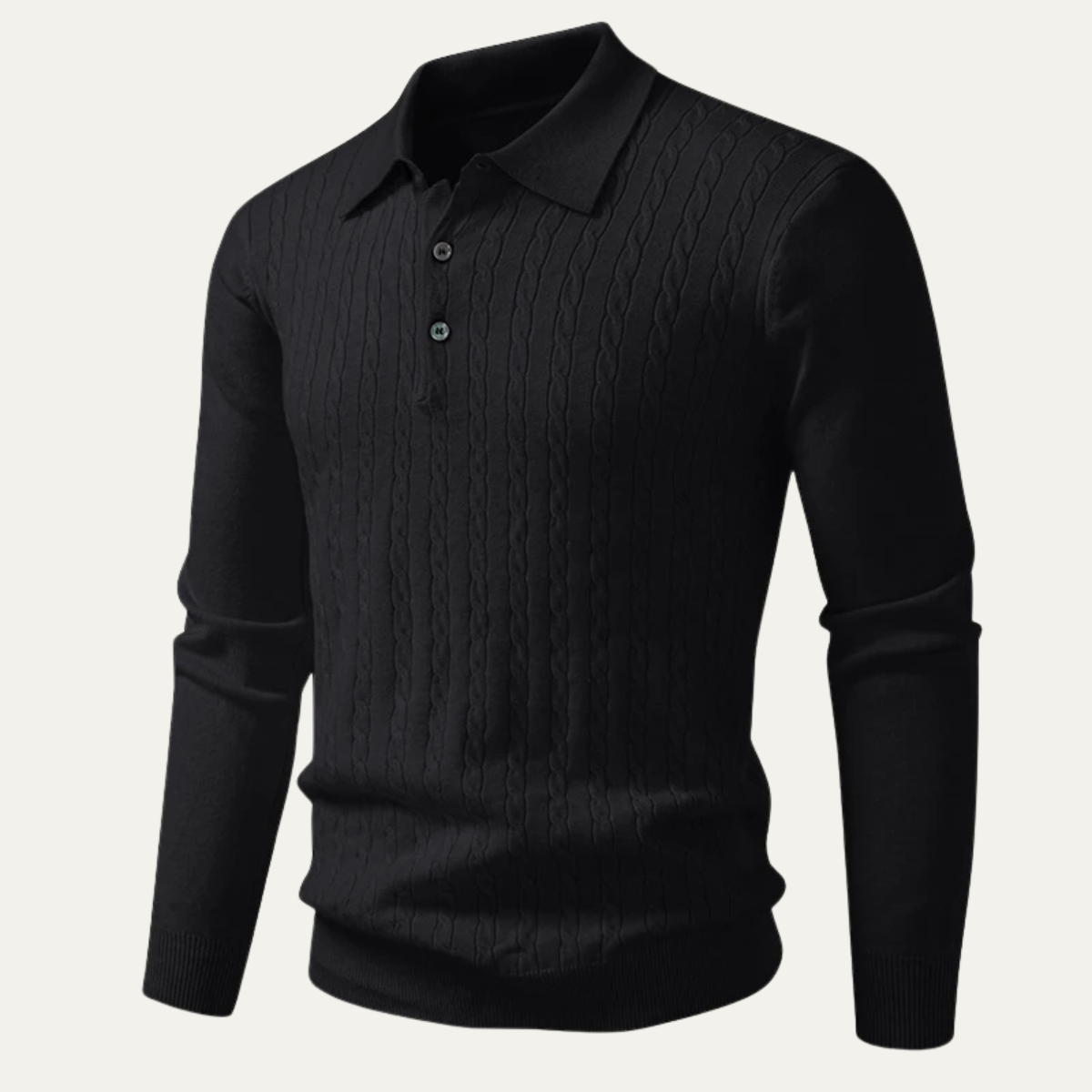 Men's Cable Knit Polo Sweater