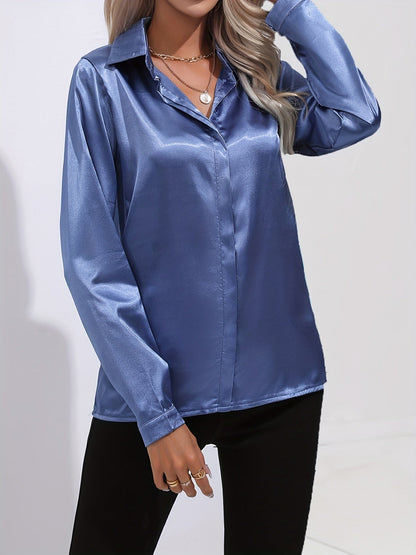 Ladies Classic Long Sleeve Silk Blouses