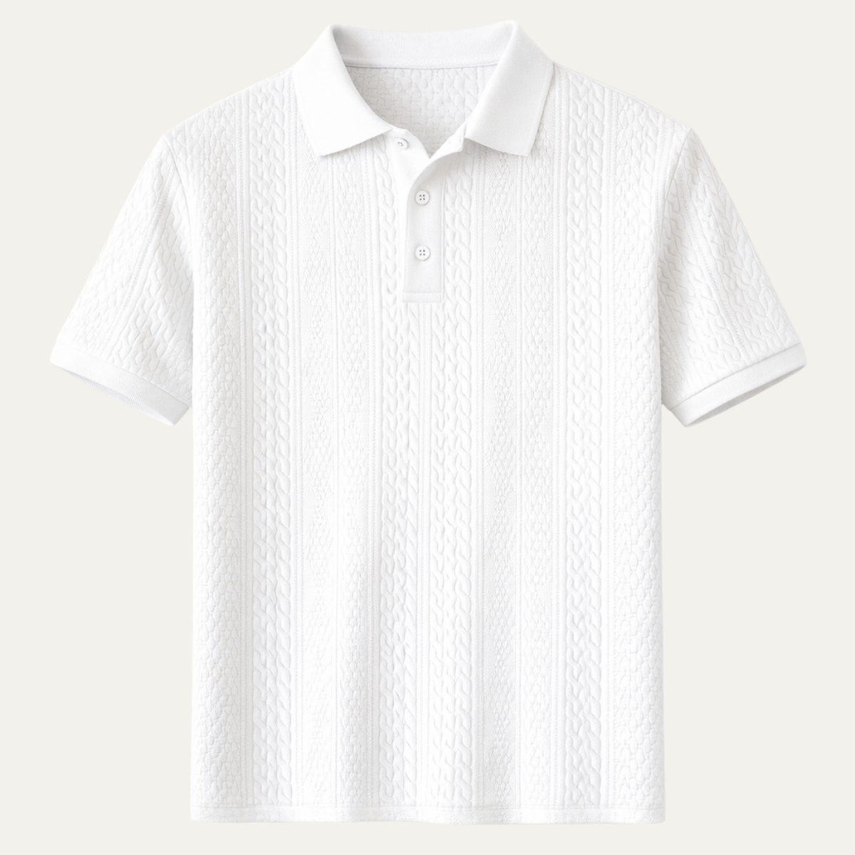 Men's Classic Textured Polo Shirt White - VibreMode