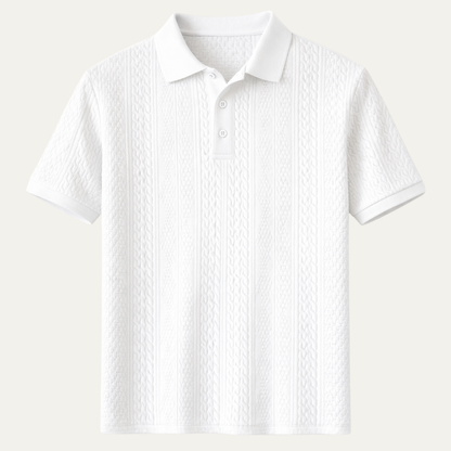Men's Classic Textured Polo Shirt White - VibreMode