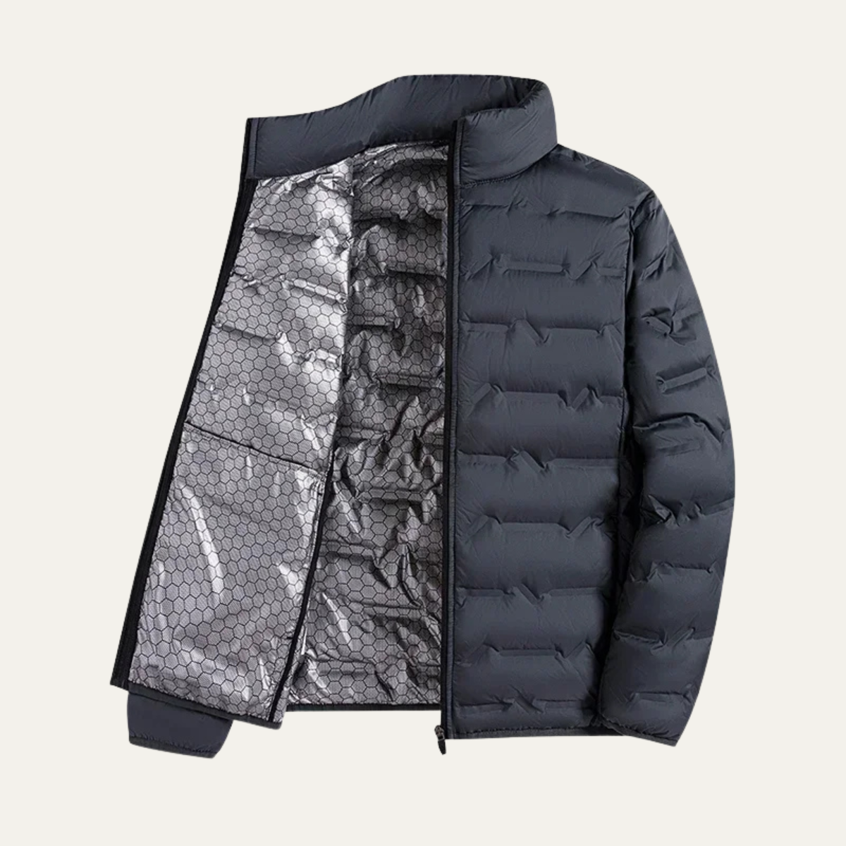 Men's Heated Down Ski Jacket Thermal Lining Gray