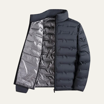 Men's Heated Down Ski Jacket Thermal Lining Gray