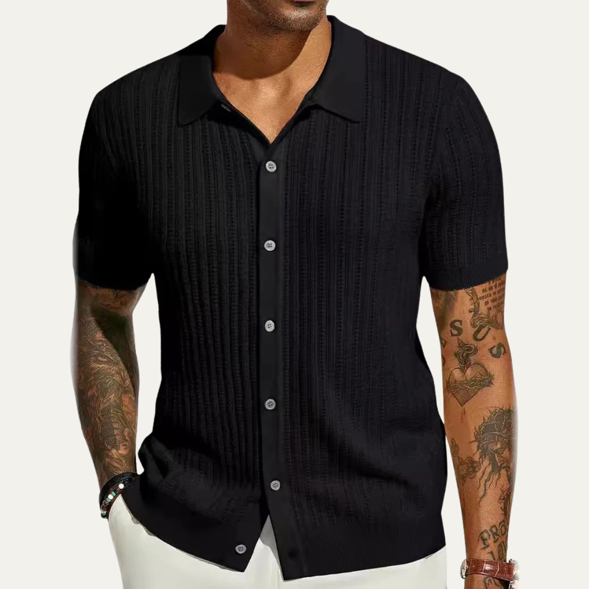 Men's Casual Polo Shirt Knit Button Down
