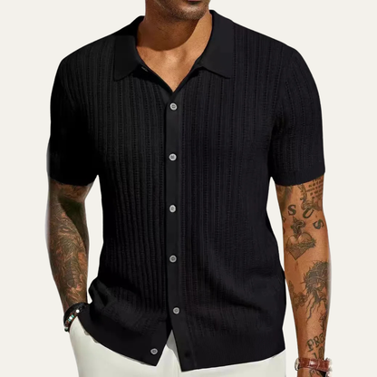 Men's Casual Polo Shirt Knit Button Down