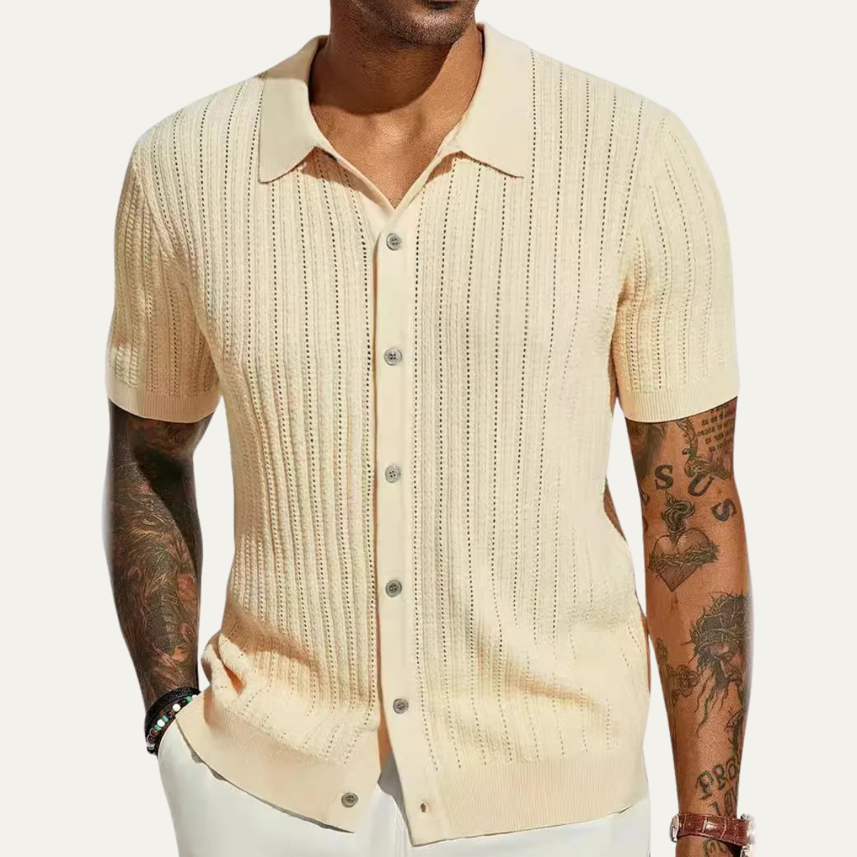 Men's Casual Polo Shirt Knit Button Down