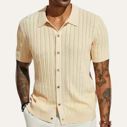 Men's Casual Polo Shirt Knit Button Down